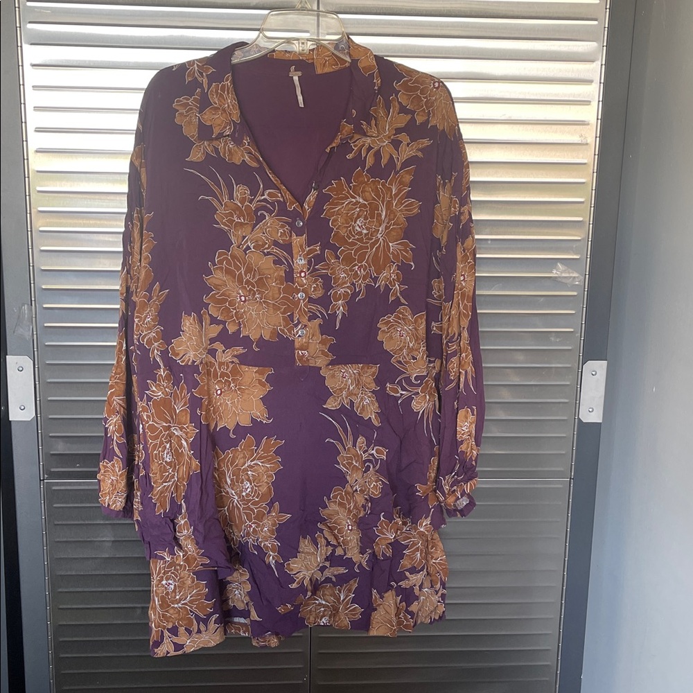 Free People Plum Top with Tan Accents